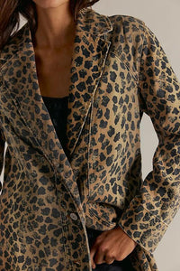Vintage Leoparden-Denim-Mantel im modernen Stil