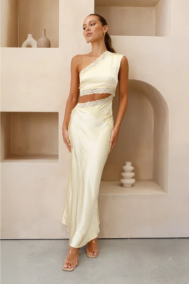 Emily Ein-Schulter Maxikleid - Gelb