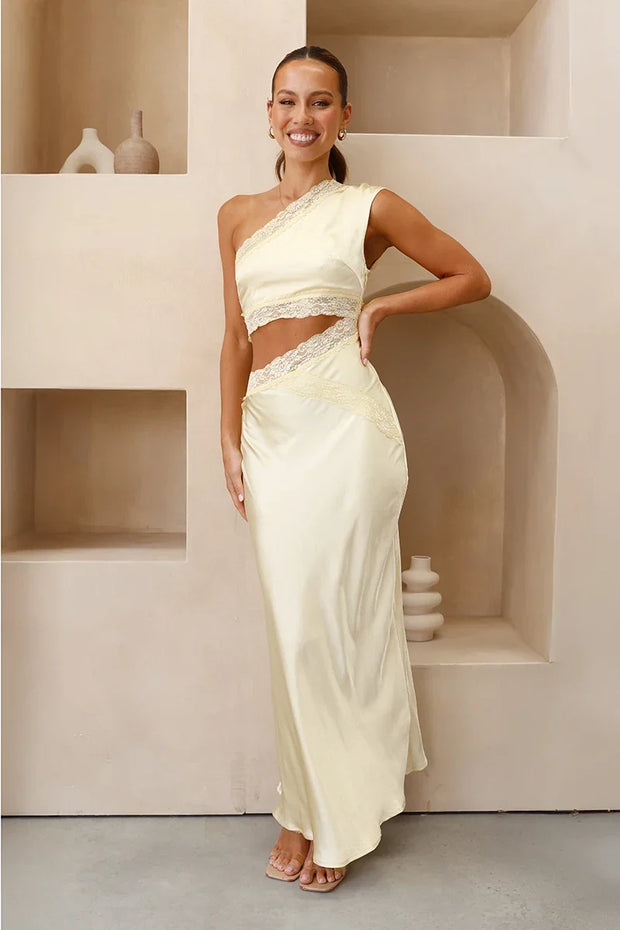 Emily Ein-Schulter Maxikleid - Gelb