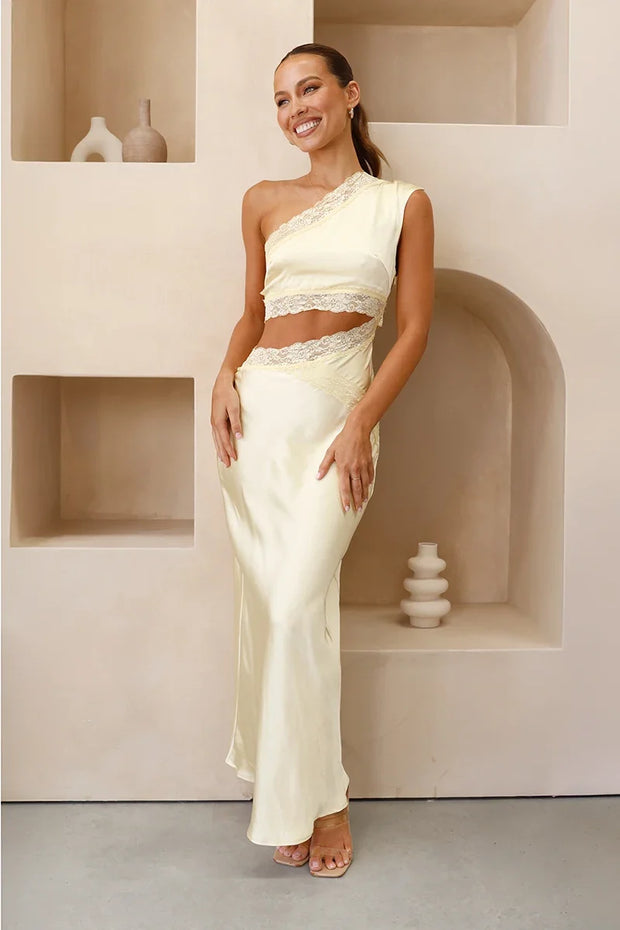Emily Ein-Schulter Maxikleid - Gelb