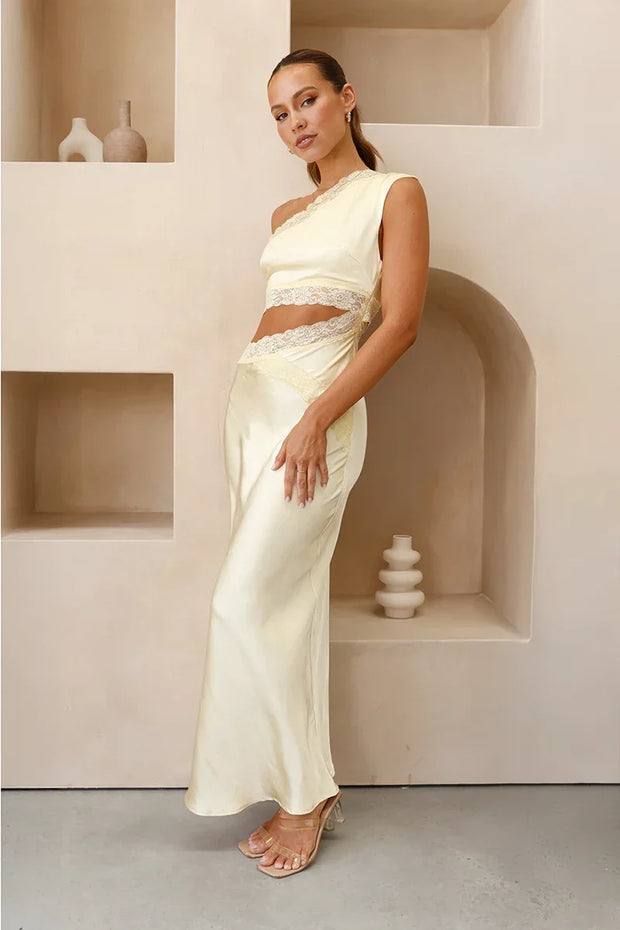 Emily Ein-Schulter Maxikleid - Gelb
