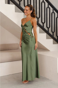 Isadora Langes Kleid - Olivgrün