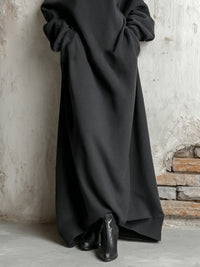 Schwarzes Baumwoll-Langes Kleid mit schulterfreiem Sweatshirt-Design