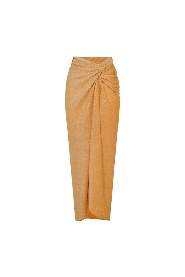 Goldener Neckholder Badeanzug mit tiefem V-Ausschnitt im modernen Stil
