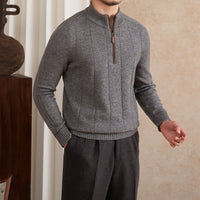 Pullover aus Wollmischung mit kurzem Reißverschluss und langen Ärmeln
