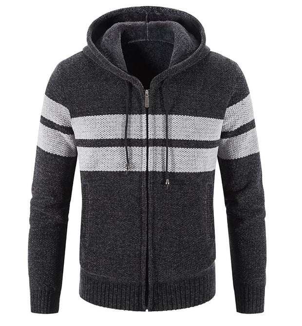 Herrenstrickjacke mit Kapuze und Thermofutter - Tobias