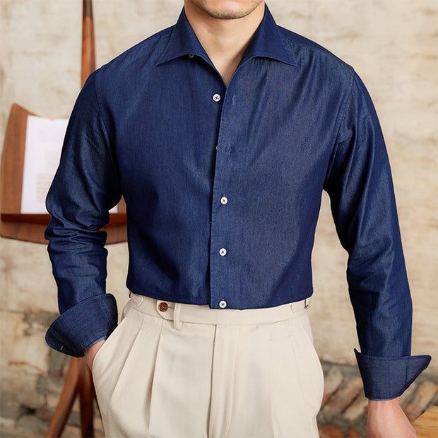 Hemd aus Baumwolle und Denim mit langen Ärmeln