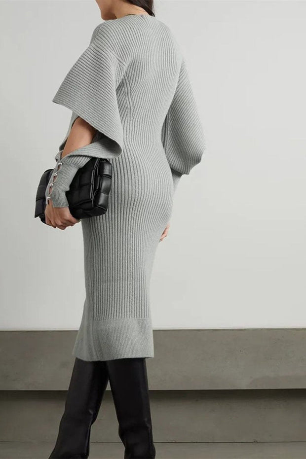 Alberta – Midi-Strickkleid mit Cut-out und Fledermausärmeln im modernen Stil