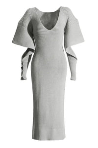 Alberta – Midi-Strickkleid mit Cut-out und Fledermausärmeln im modernen Stil