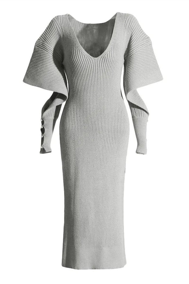 Alberta – Midi-Strickkleid mit Cut-out und Fledermausärmeln im modernen Stil