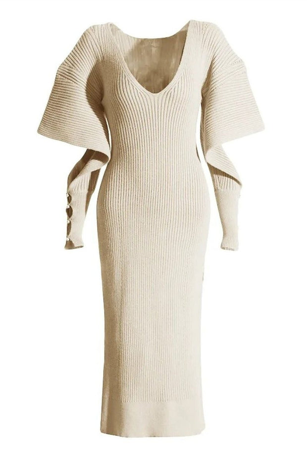 Alberta – Midi-Strickkleid mit Cut-out und Fledermausärmeln im modernen Stil