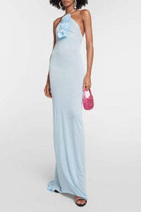Alexia Neckholder-Langes Kleid mit Blumenapplikationen