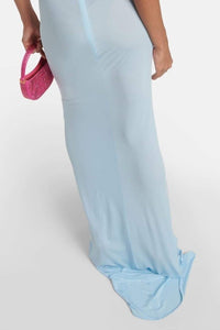 Alexia Neckholder-Langes Kleid mit Blumenapplikationen