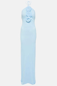 Alexia Neckholder-Langes Kleid mit Blumenapplikationen