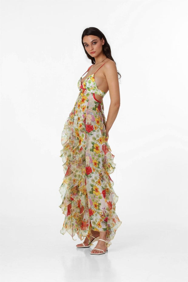 Transparentes Langes Kleid „Alexia“ mit Rüschen