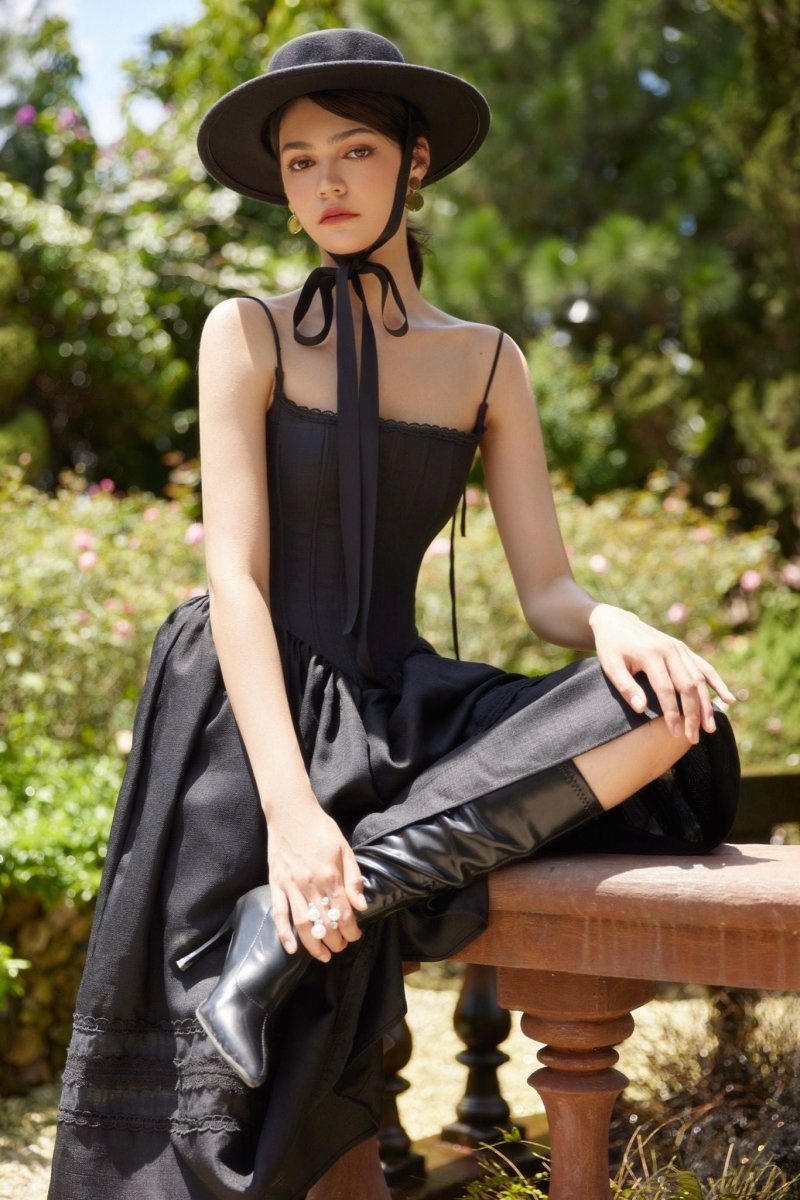 Alva A-Linien-Midi-Unterkleid mit Spitzenbesatz im modernen Stil
