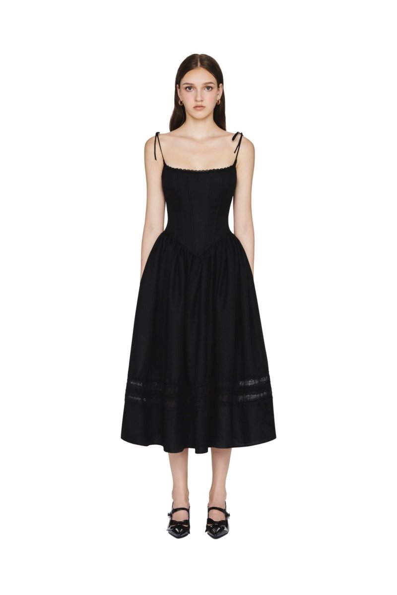 Alva A-Linien-Midi-Unterkleid mit Spitzenbesatz im modernen Stil