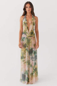 Bedrucktes Neckholder-Langes Kleid „Antonia“