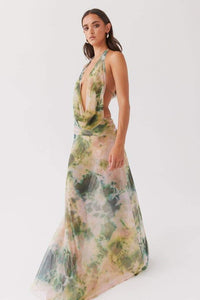 Bedrucktes Neckholder-Langes Kleid „Antonia“