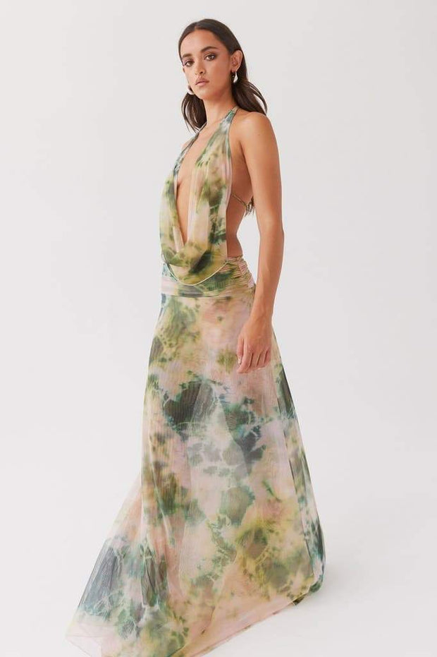 Bedrucktes Neckholder-Langes Kleid „Antonia“