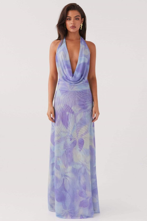 Bedrucktes Neckholder-Langes Kleid „Antonia“