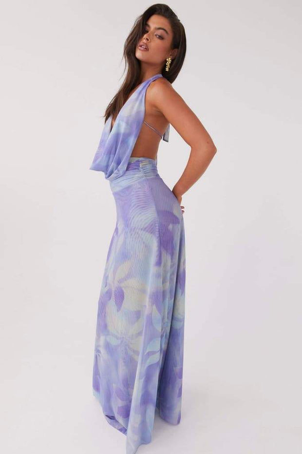 Bedrucktes Neckholder-Langes Kleid „Antonia“