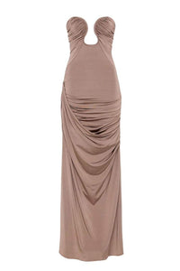 Arlene – Gerüschtes Maxikleid mit V-Neck