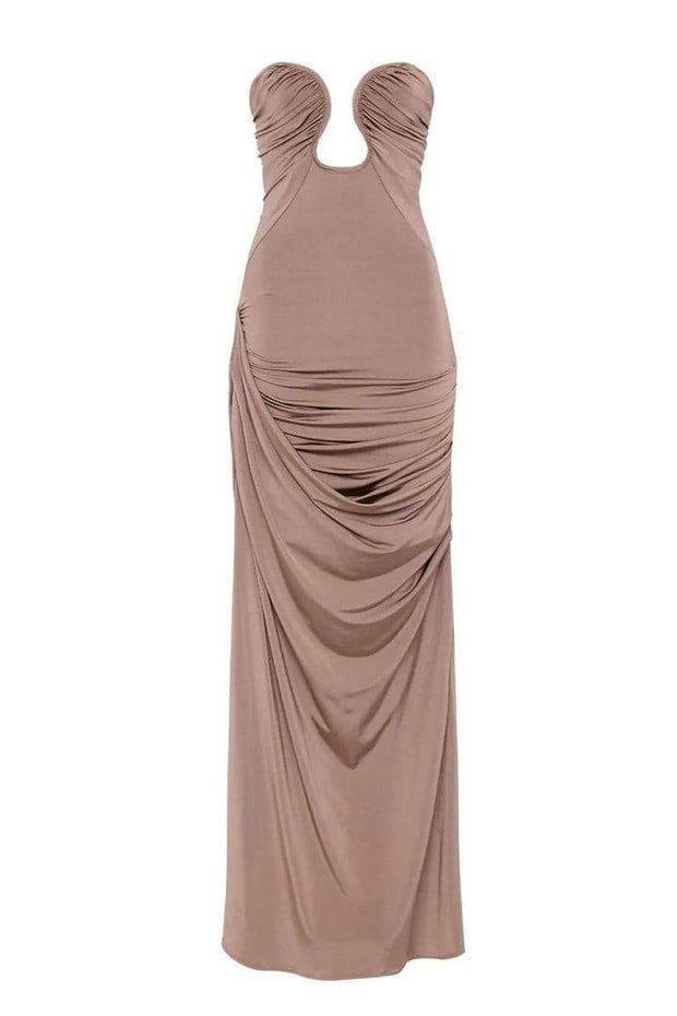 Arlene – Gerüschtes Maxikleid mit V-Neck
