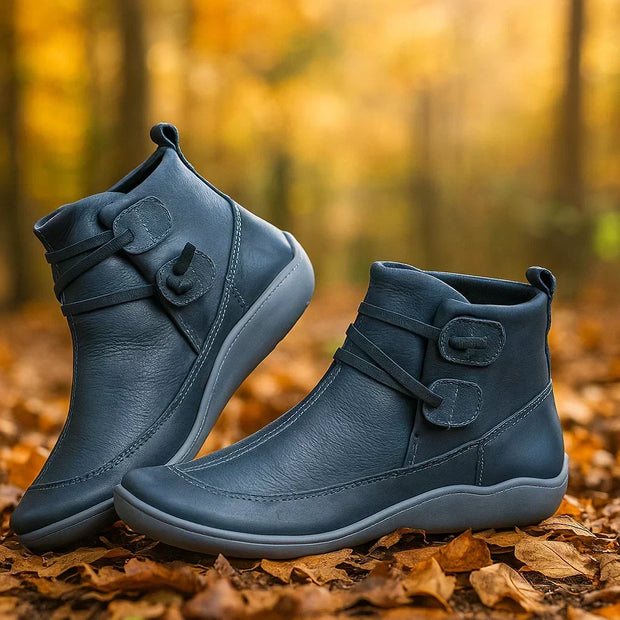Niedrige Damenstiefel minimalistisches Design Klettverschluss - Isa