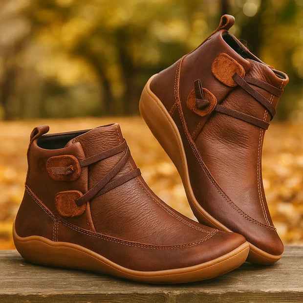 Niedrige Damenstiefel minimalistisches Design Klettverschluss - Isa