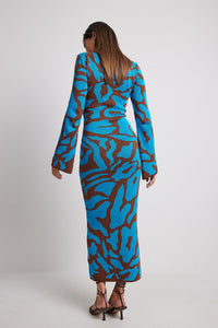 Ava Jacquard-Strick-Kleid in Midi-Länge