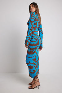 Ava Jacquard-Strick-Kleid in Midi-Länge