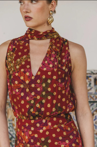 Statement Neckholder-Fransen-Maxikleid