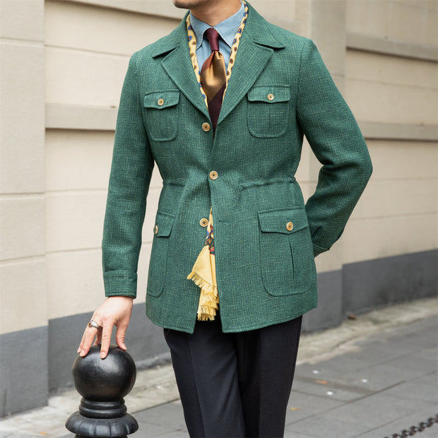 Jacke mit Hahnentrittmuster, strukturierter Oberfläche und Reverskragen