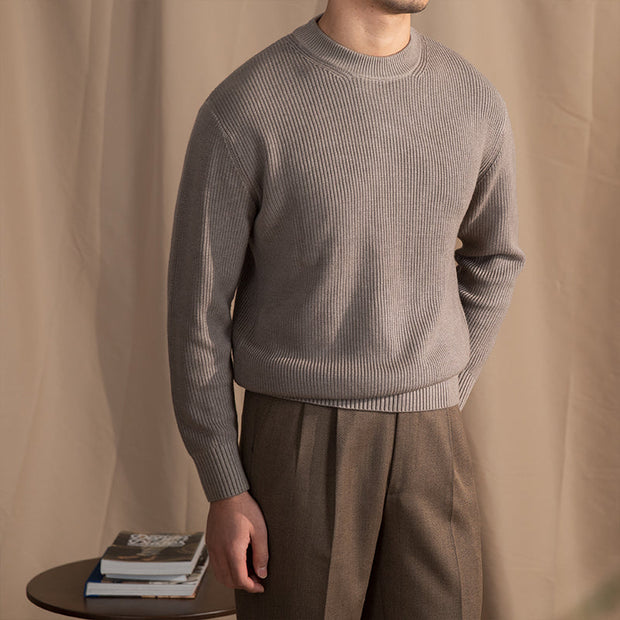 Pullover aus Wollmischung mit Rippstruktur