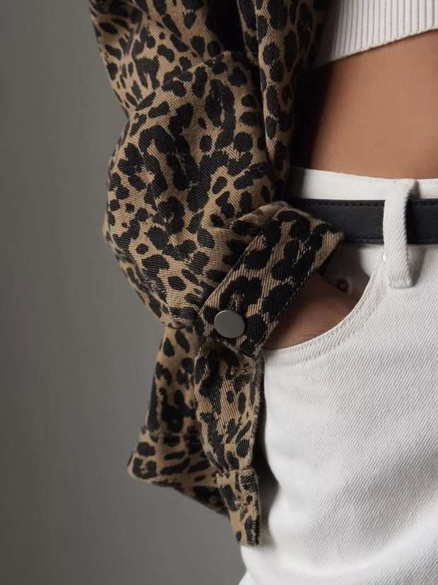 Jeansjacke mit Leopardenmuster - Elarine