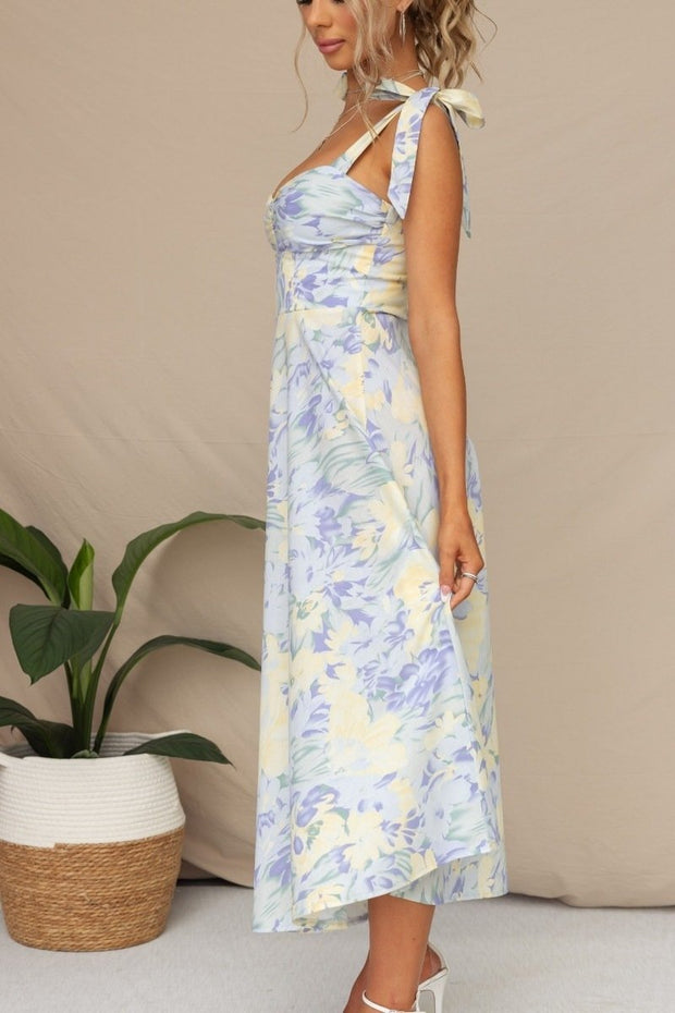 Beata – Bedrucktes Kleid in Midi-Länge mit Trägern