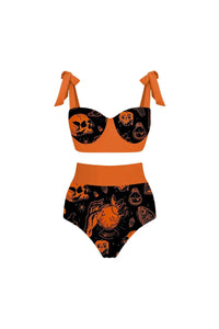 Halloween Kürbis Totenkopf Muster Bikini-Set