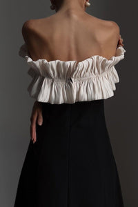 Bonnie – Schulterfreies Langes Kleid mit Rüschen