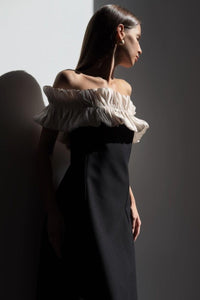 Bonnie – Schulterfreies Langes Kleid mit Rüschen