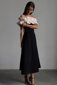 Bonnie – Schulterfreies Langes Kleid mit Rüschen