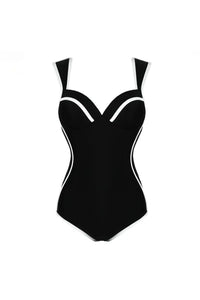 Farbblock Badeanzug im koreanischen Sweetheart-Stil