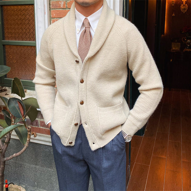 Elegante Herrenstrickjacke mit klassischem Revers - Davide