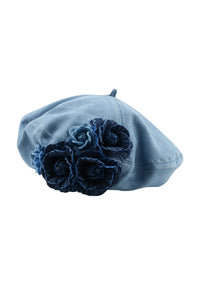 Baskenmütze aus Denim in Camellia-Optik im modernen Stil