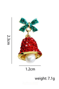 Ohrringe mit weihnachtlicher Schleife und Glöckchen im modernen Stil