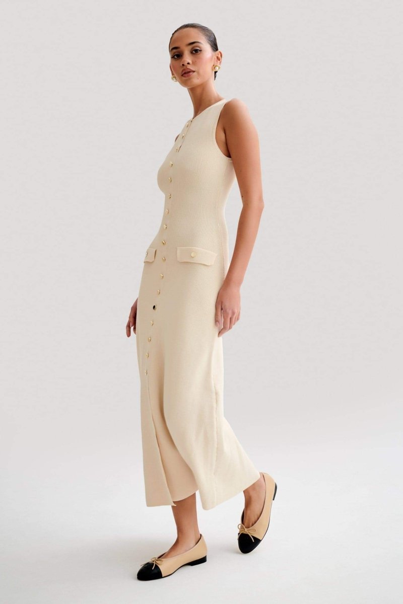 Claire ärmelloses Maxi-Strickkleid im modernen Stil