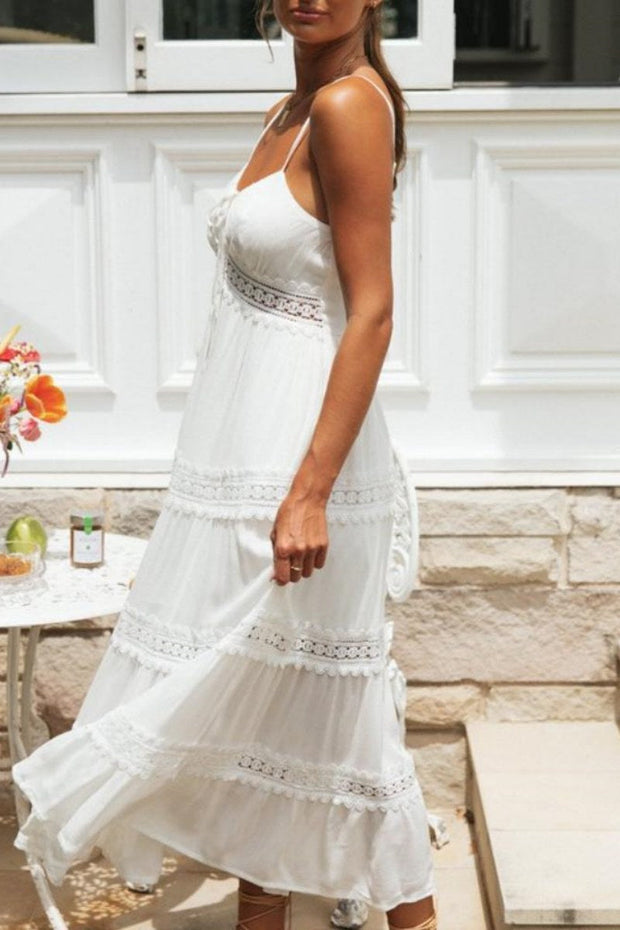 Cora Maxi-Sommerkleid in A-Linie mit Spitzenbesatz im modernen Stil