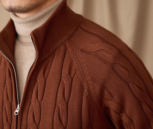 Strickjacke aus Baumwolle mit Zopfmuster