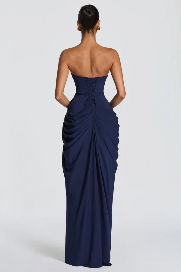 Statement Neckholder-Fransen-Maxikleid