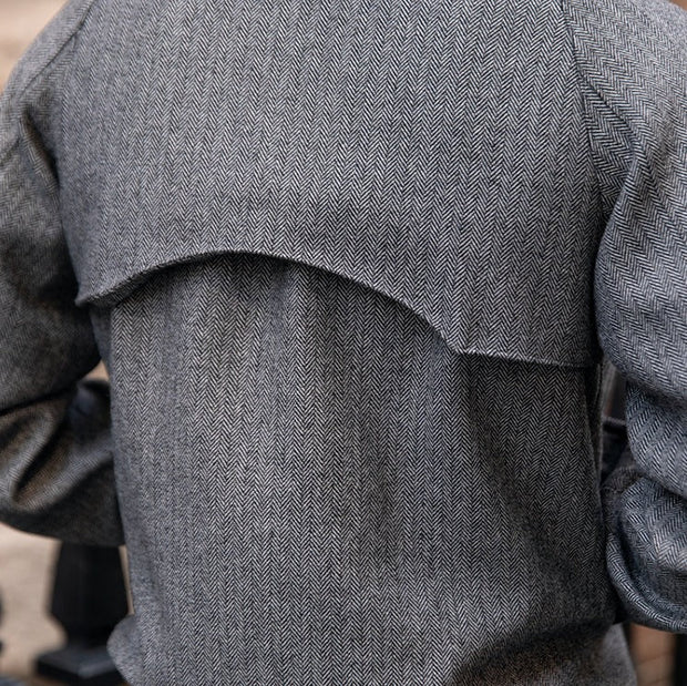 Harrington-Jacke aus Wollmischung mit Fischgrätmuster